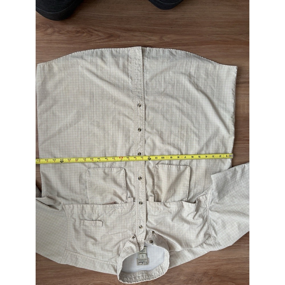 LL Bean Shirt Mens XL Beige Tan Vented Lightweight Fishing Outdoor Button Up PFG - Picture 5 of 6